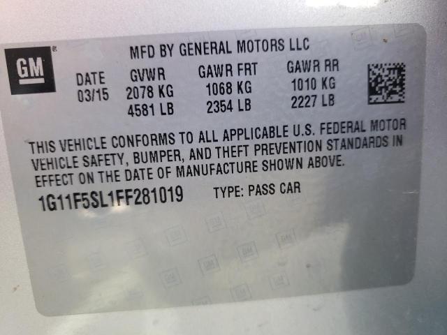 Photo 10 from auction – 2015 CHEVROLET MALIBU LTZ with VIN 1G11F5SL1FF281019