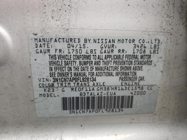Photo 10 from auction – 2015 NISSAN VERSA S with VIN 3N1CN7AP0FL928134
