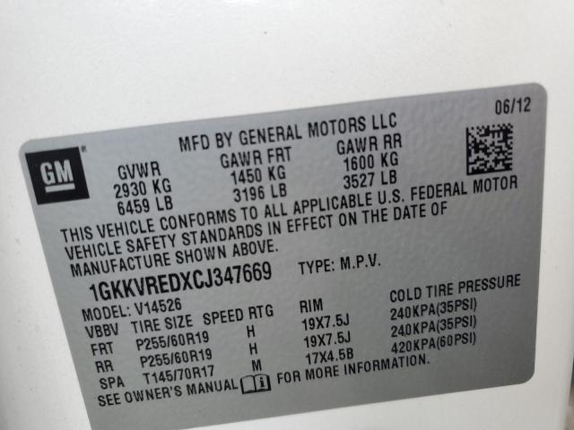 Photo 10 from auction – 2012 GMC ACADIA SLT with VIN 1GKKVREDXCJ347669