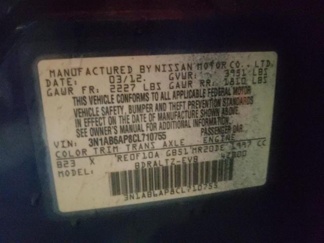 Photo 10 from auction – 2012 NISSAN SENTRA with VIN 3N1AB6AP8CL710755