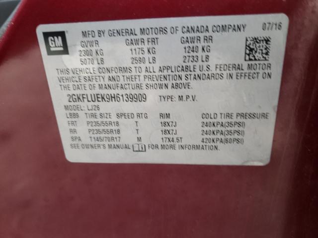 Photo 10 from auction – 2017 GMC TERRAIN SL with VIN 2GKFLUEK9H6139909