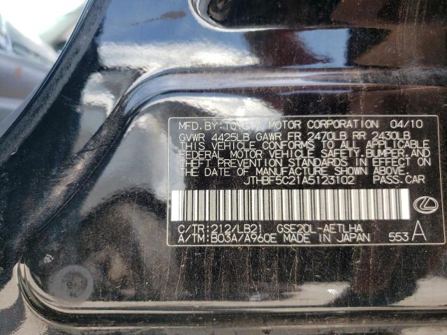 Photo 10 from auction – 2010 LEXUS IS 250 with VIN JTHBF5C21A5123102