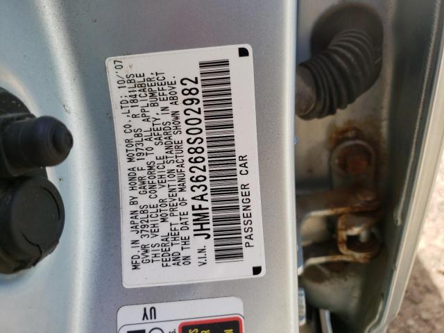 Photo 10 from auction – 2008 HONDA CIVIC HYBR with VIN JHMFA36268S002982