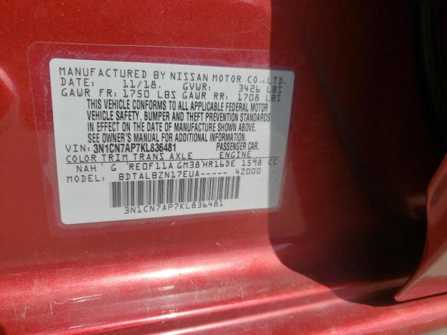 Photo 10 from auction – 2019 NISSAN VERSA S with VIN 3N1CN7AP7KL836481