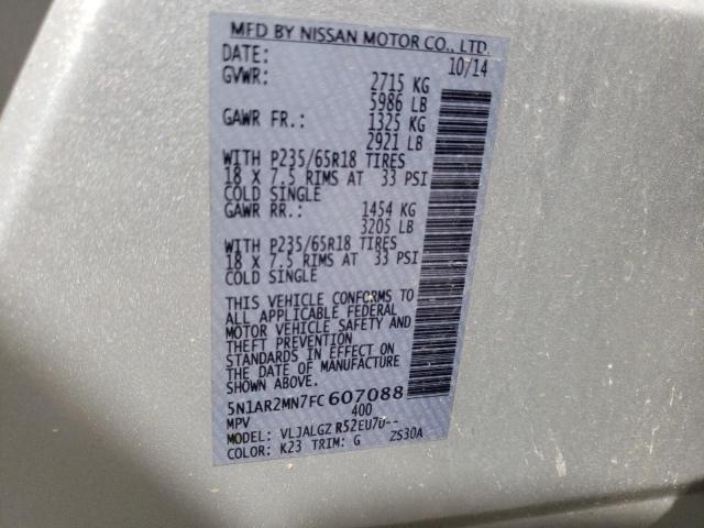 Photo 10 from auction – 2015 NISSAN PATHFINDER with VIN 5N1AR2MN7FC607088