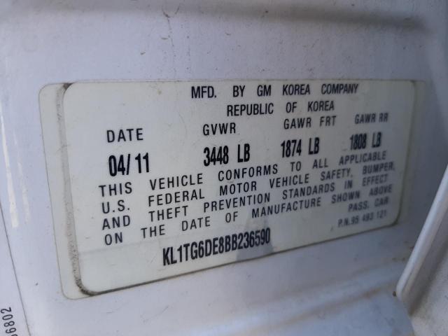 Photo 10 from auction – 2011 CHEVROLET AVEO LT with VIN KL1TG6DE8BB236590