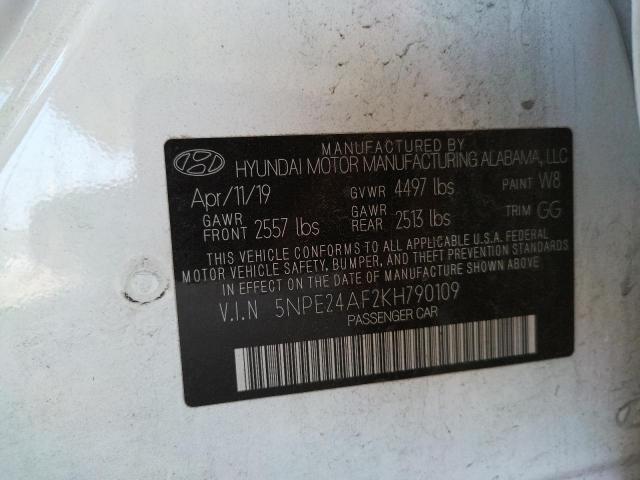Photo 10 from auction – 2019 HYUNDAI SONATA SE with VIN 5NPE24AF2KH790109