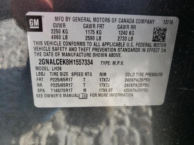 Photo 10 from auction – 2017 CHEVROLET EQUINOX LT with VIN 2GNALCEK8H1557334