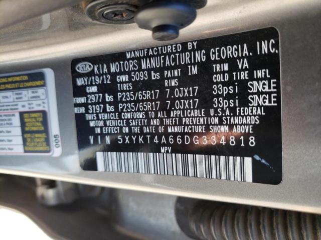Photo 10 from auction – 2013 KIA SORENTO LX with VIN 5XYKT4A66DG334818