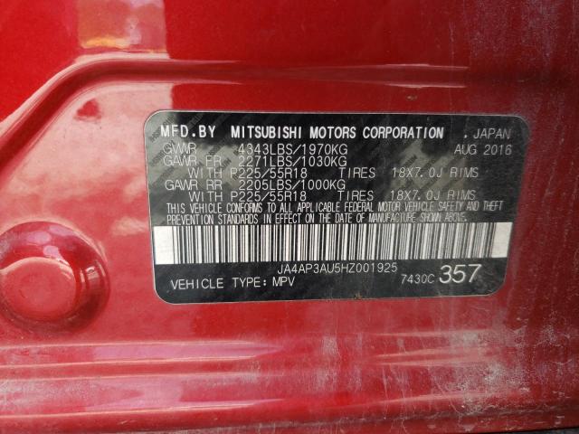 Photo 10 from auction – 2017 MITSUBISHI OUTLANDER with VIN JA4AP3AU5HZ001925