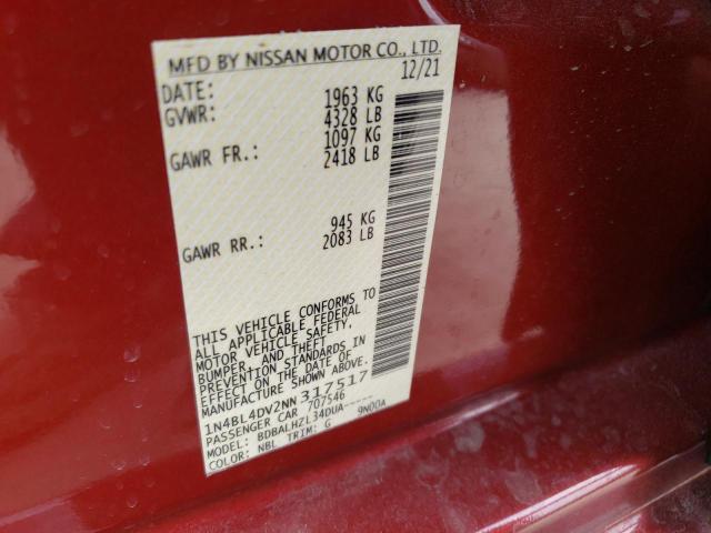 Photo 10 from auction – 2022 NISSAN ALTIMA SV with VIN 1N4BL4DV2NN317517