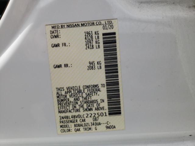 Photo 10 from auction – 2020 NISSAN ALTIMA S with VIN 1N4BL4BV0LC222501