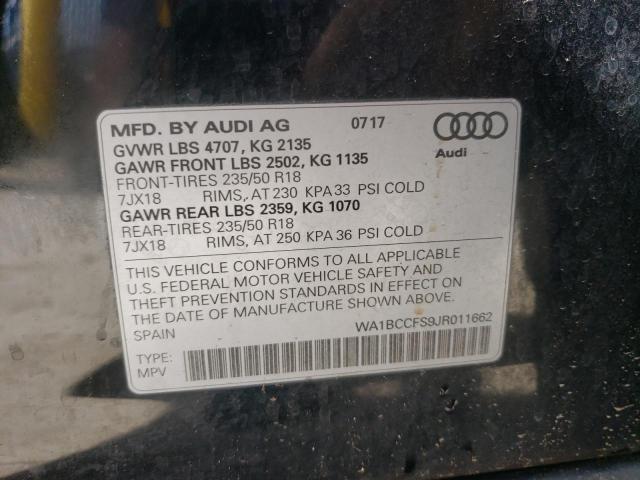 Photo 10 from auction – 2018 AUDI Q3 PREMIUM with VIN WA1BCCFS9JR011662
