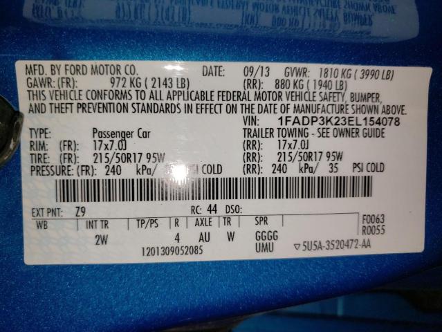 Zdjęcie 10 z aukcji – 2014 FORD FOCUS SE z VIN 1FADP3K23EL154078