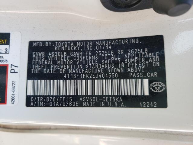 Photo 10 from auction – 2014 TOYOTA CAMRY L with VIN 4T1BF1FK2EU404550