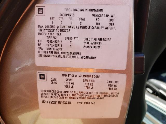 Photo 10 from auction – 2001 CHEVROLET CORVETTE with VIN 1G1YY22G115103748