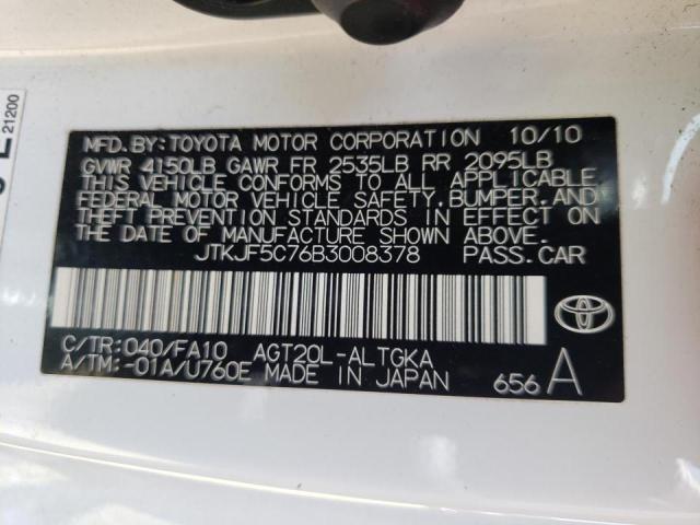 Photo 10 from auction – 2011 TOYOTA SCION TC with VIN JTKJF5C76B3008378