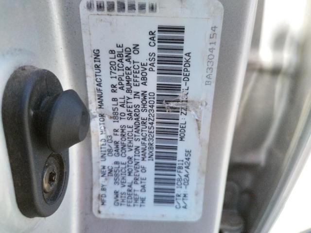 Photo 10 from auction – 2004 TOYOTA COROLLA SE with VIN 1NXBR32E54Z234010