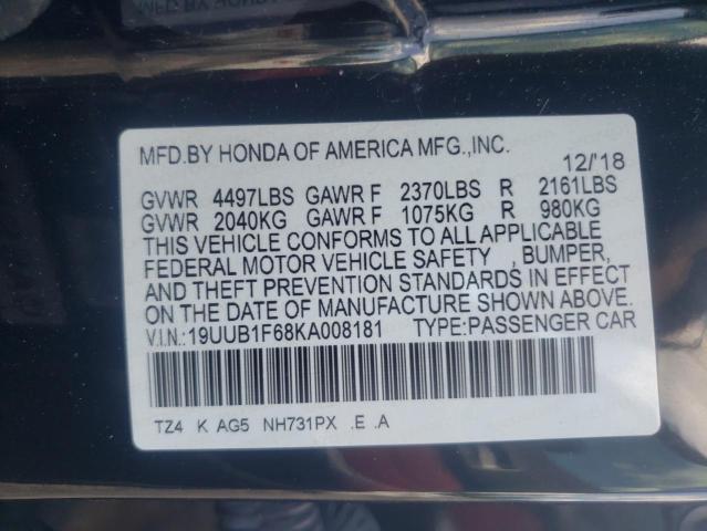 Photo 10 from auction – 2019 ACURA TLX TECHNO with VIN 19UUB1F68KA008181
