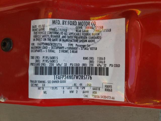 Photo 10 from auction – 2007 FORD FOCUS ZX4 with VIN 1FAFP34N07W285776