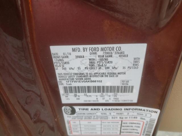Photo 10 from auction – 2010 FORD F150 SUPER with VIN 1FTFW1EV0AKB68102
