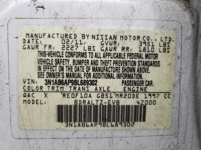 Photo 10 from auction – 2011 NISSAN SENTRA 2.0 with VIN 3N1AB6AP9BL689302