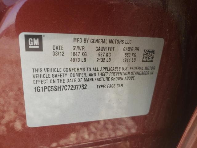 Photo 10 from auction – 2012 CHEVROLET CRUZE LS with VIN 1G1PC5SH7C7297732