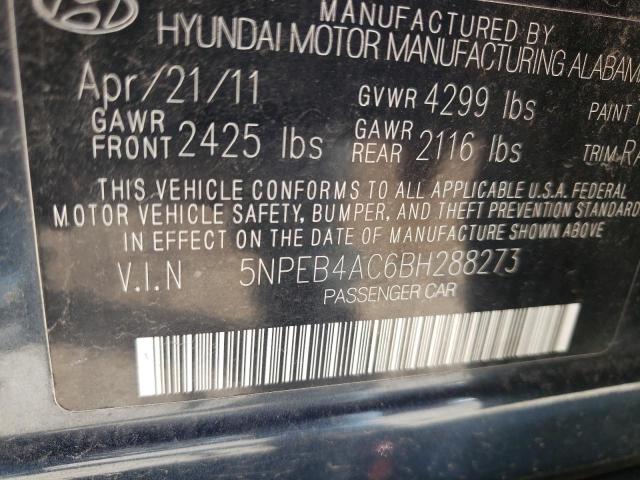 Photo 10 from auction – 2011 HYUNDAI SONATA GLS with VIN 5NPEB4AC6BH288273