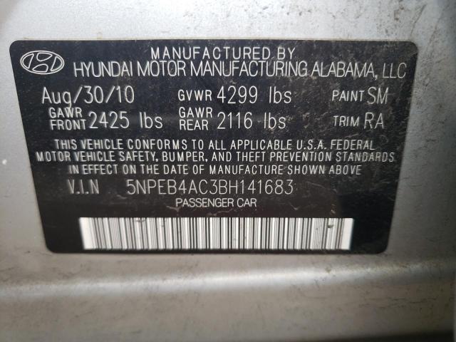 Photo 10 from auction – 2011 HYUNDAI SONATA GLS with VIN 5NPEB4AC3BH141683