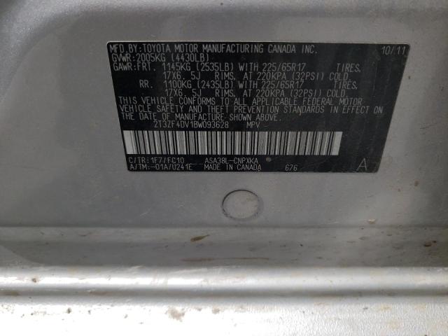 Photo 10 from auction – 2011 TOYOTA RAV4 with VIN 2T3ZF4DV1BW093628