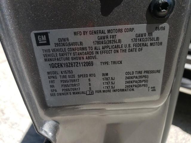 Photo 10 from auction – 2007 CHEVROLET SILVERADO with VIN 1GCEK19Z67Z112069