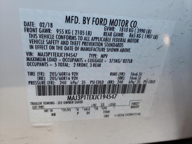 Photo 10 from auction – 2018 FORD ECOSPORT S with VIN MAJ3P1TEXJC194547