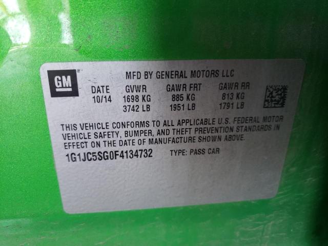 Photo 10 from auction – 2015 CHEVROLET SONIC LT with VIN 1G1JC5SG0F4134732