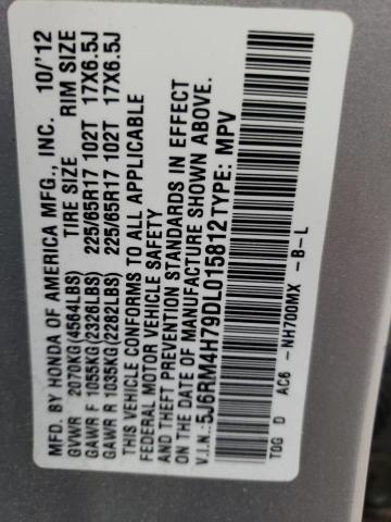 Photo 10 from auction – 2013 HONDA CR-V EXL with VIN 5J6RM4H79DL015812
