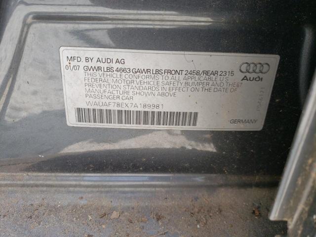 Photo 10 from auction – 2007 AUDI A4 2 with VIN WAUAF78EX7A189981
