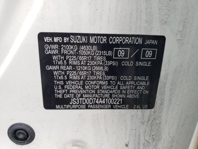 Photo 10 from auction – 2010 SUZUKI GRAND VITA with VIN JS3TD0D74A4100221
