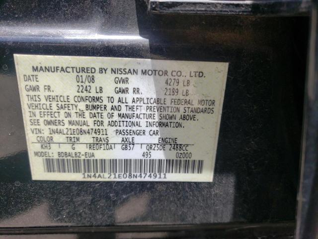 Photo 10 from auction – 2008 NISSAN ALTIMA 2.5 with VIN 1N4AL21E08N474911