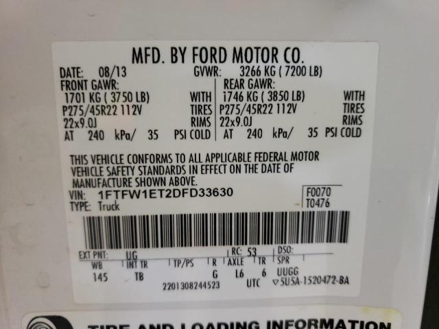 Photo 10 from auction – 2013 FORD F150 SUPER with VIN 1FTFW1ET2DFD33630