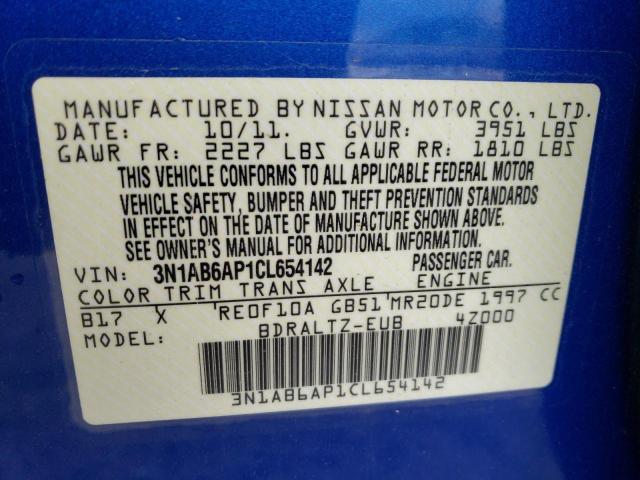 Photo 10 from auction – 2012 NISSAN SENTRA 2.0 with VIN 3N1AB6AP1CL654142