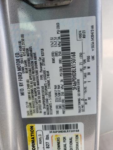 Photo 10 from auction – 2020 FORD FUSION SE with VIN 3FA6P0HD8LR150168