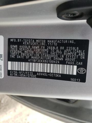 Photo 10 from auction – 2011 TOYOTA CAMRY BASE with VIN 4T1BF3EKXBU199424