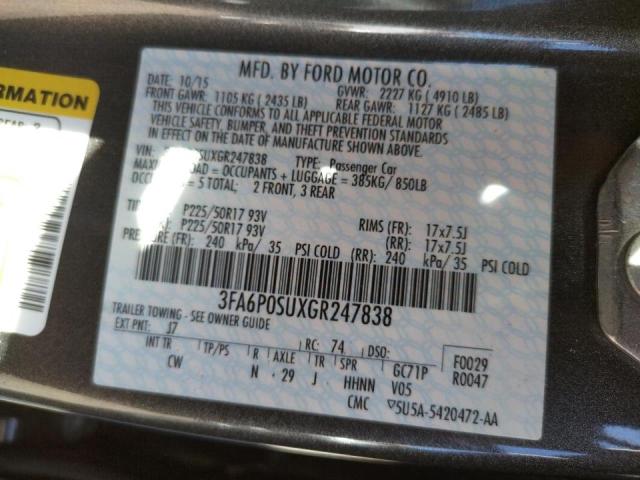 Photo 10 from auction – 2016 FORD FUSION TIT with VIN 3FA6P0SUXGR247838