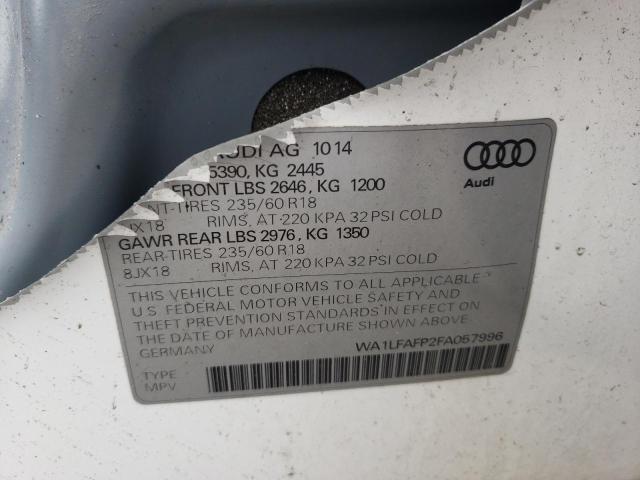 Photo 10 from auction – 2015 AUDI Q5 PREMIUM with VIN WA1LFAFP2FA057996