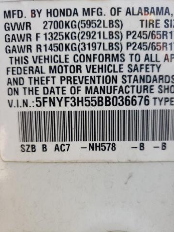 Photo 10 from auction – 2011 HONDA PILOT EXL with VIN 5FNYF3H55BB036676