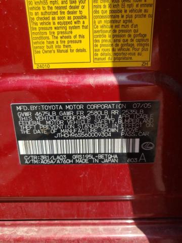 Photo 10 from auction – 2006 LEXUS GS 300 with VIN JTHCH96S560009304