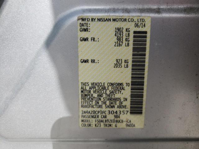 Photo 10 from auction – 2015 NISSAN LEAF S with VIN 1N4AZ0CP3FC304357