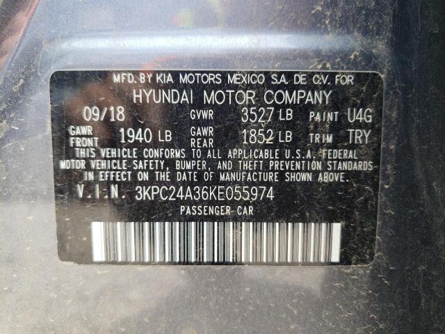 Photo 10 from auction – 2019 HYUNDAI ACCENT SE with VIN 3KPC24A36KE055974