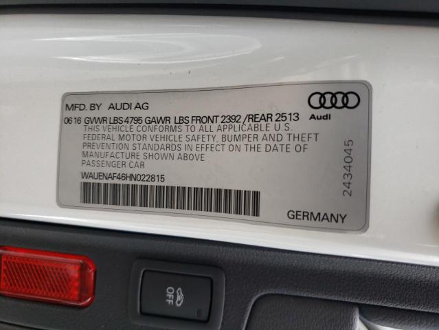 Photo 10 from auction – 2017 AUDI A4 PREMIUM with VIN WAUENAF46HN022815