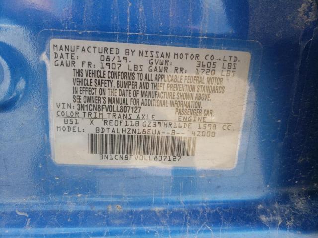 Photo 10 from auction – 2020 NISSAN VERSA SR with VIN 3N1CN8FV0LL807127