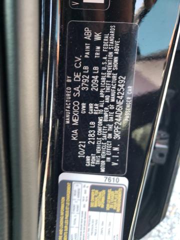 Photo 10 from auction – 2022 KIA FORTE FE with VIN 3KPF24AD6NE425492